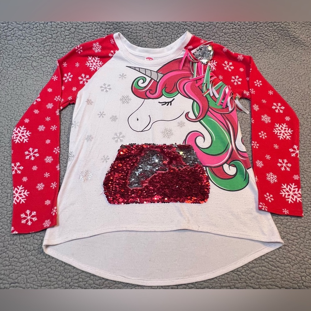 Holiday Time Ugly Christmas Sweater With Pony Girls Size XL White And Red